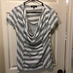Gray and white striped top